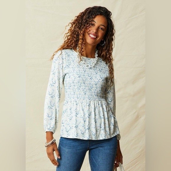 Matilda Jane Tops - Matilda Jane Enchanted Garden Hilton Head Floral-print Navy Smocked Size XS